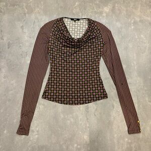 VERSACE Versus Cowl Neck 70s Floral Long Sleeve Top Size 40‎